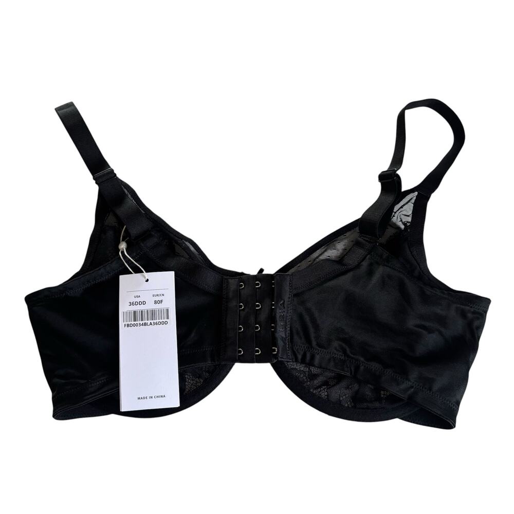 HSIA Enchante Black Lace Soft Mesh Underwire Bra Women's Size 36DDD NWT Lingerie - Picture 5 of 8